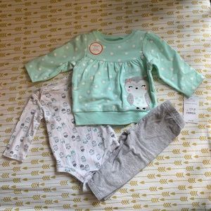 Carter’s 3 Piece Cotton Owl Dot Set